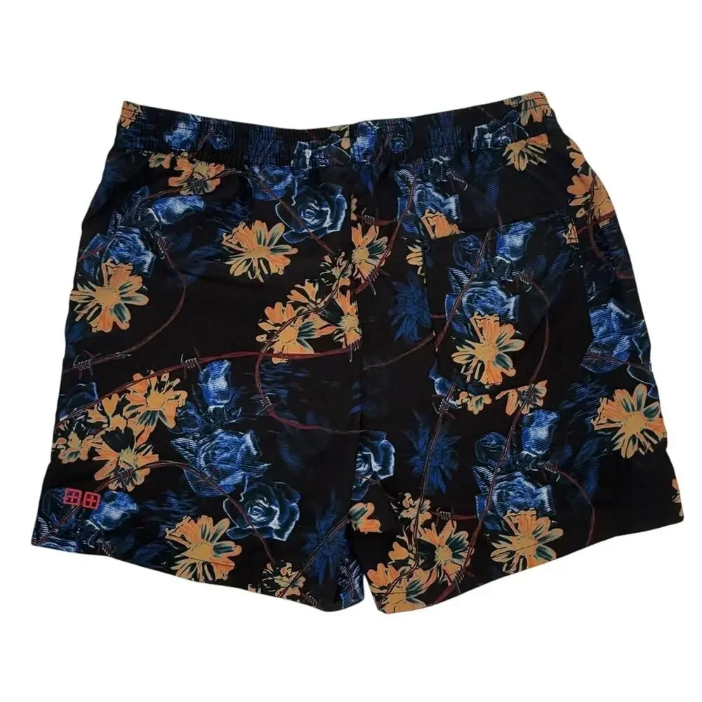 Ksubi Black Hyperflower Floral Drawstring Boardshort Swim Trunks Size S